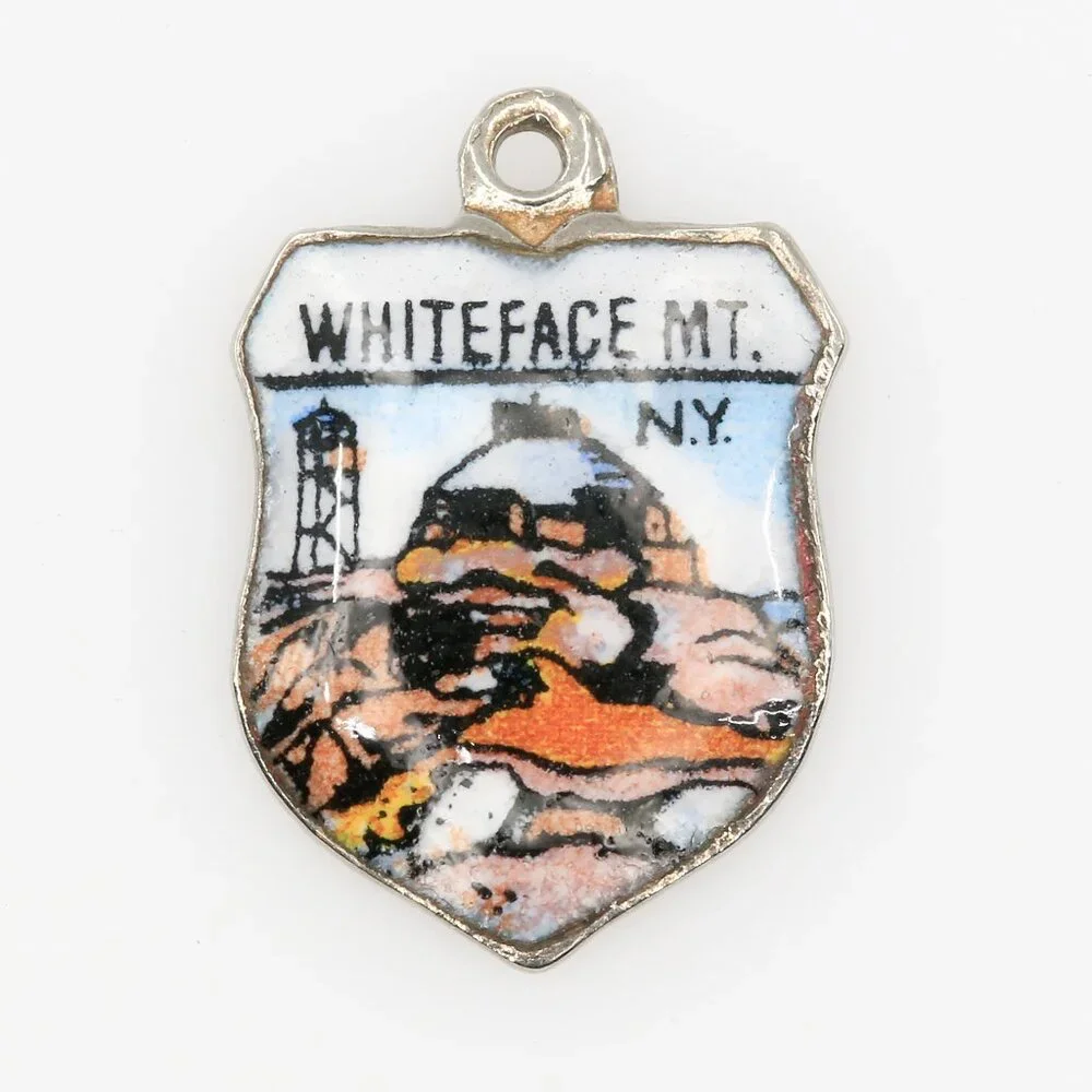 Vintage Sterling Silver Whiteface Mt. NY Shield Travel Charm Americana